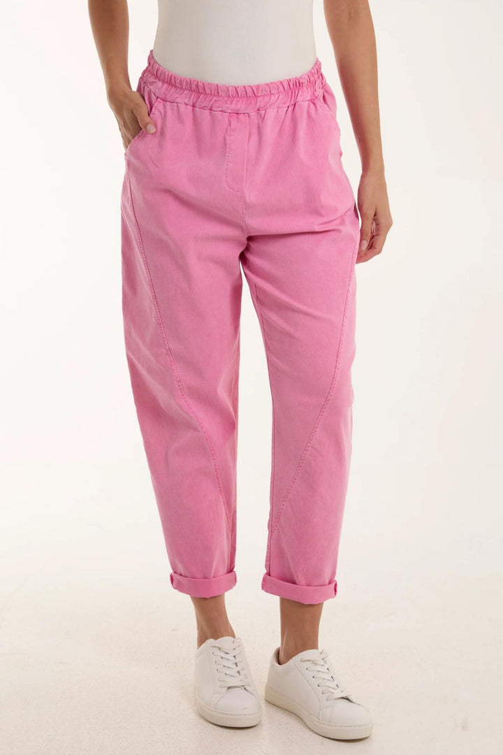 Pink Contour Detail Stretch Pull-On Trousers XL