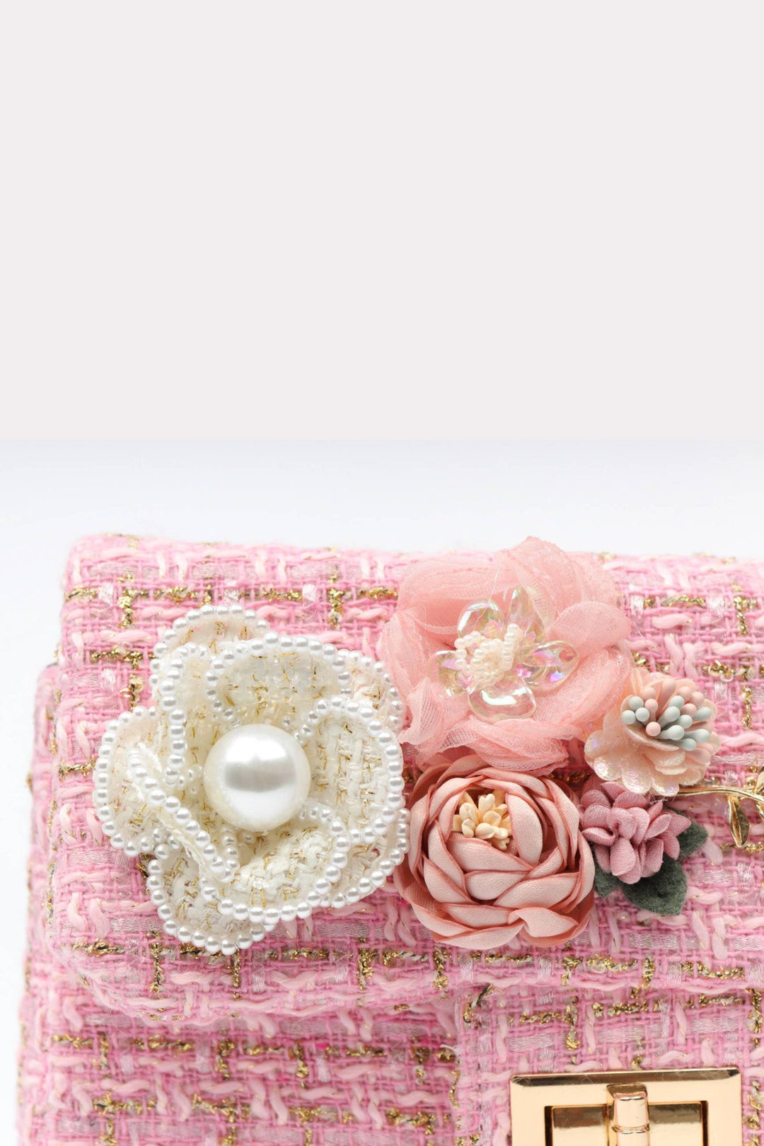 Pink Thread Handbag Pink Jewelled Tweed Handbag – Experience Boutique