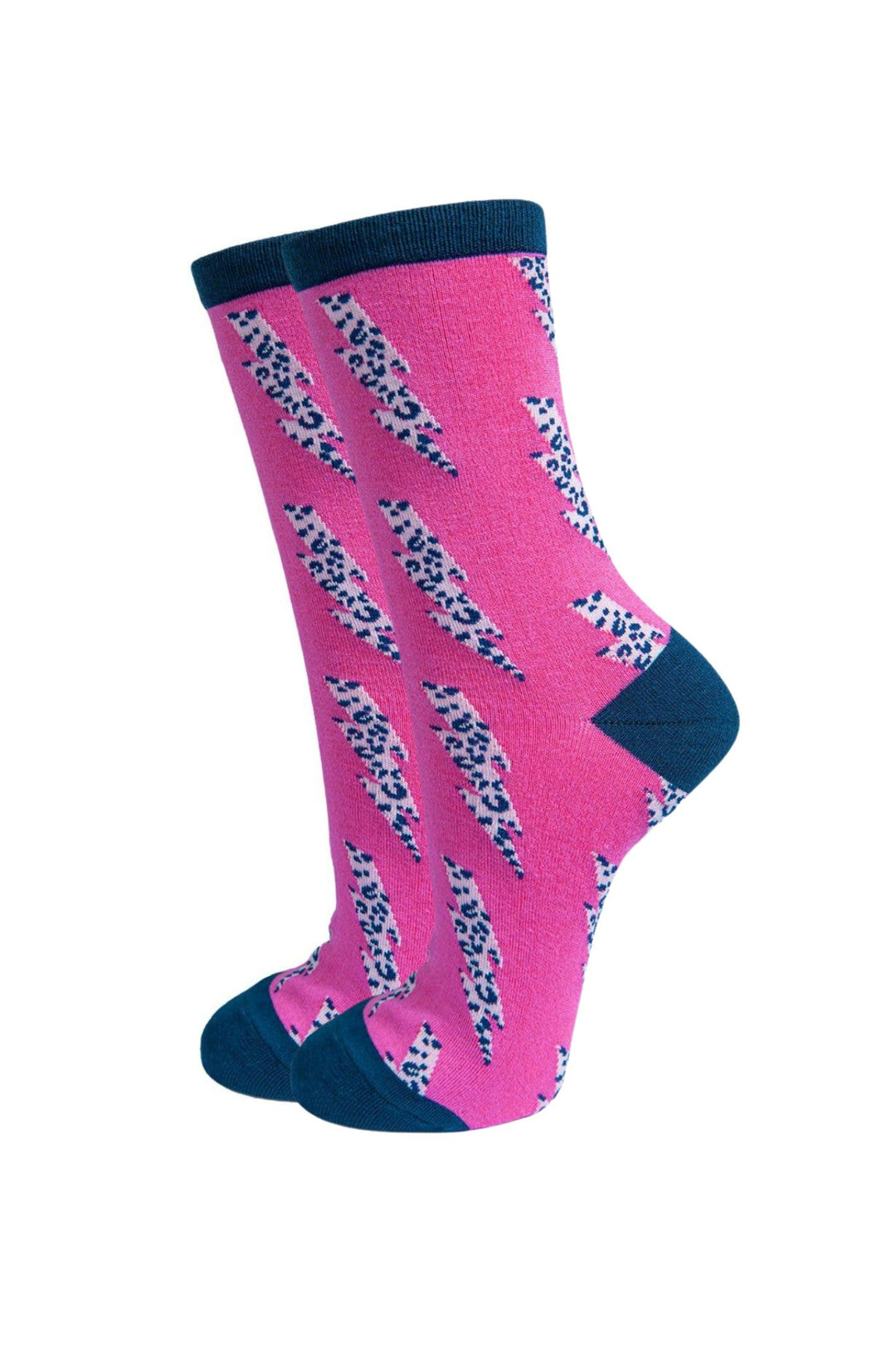 Pink Lightning Bolt Bamboo Socks