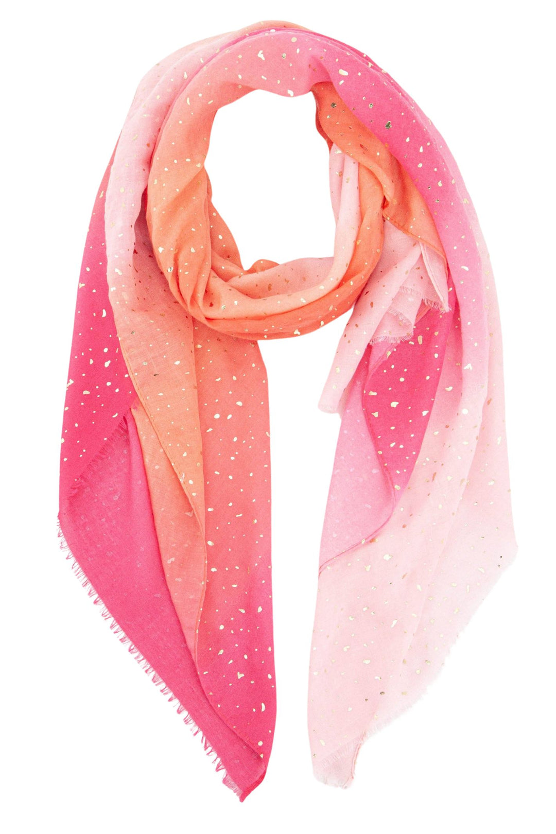 Pink & Orange Ombre with Metallic Gold Flecks Scarf