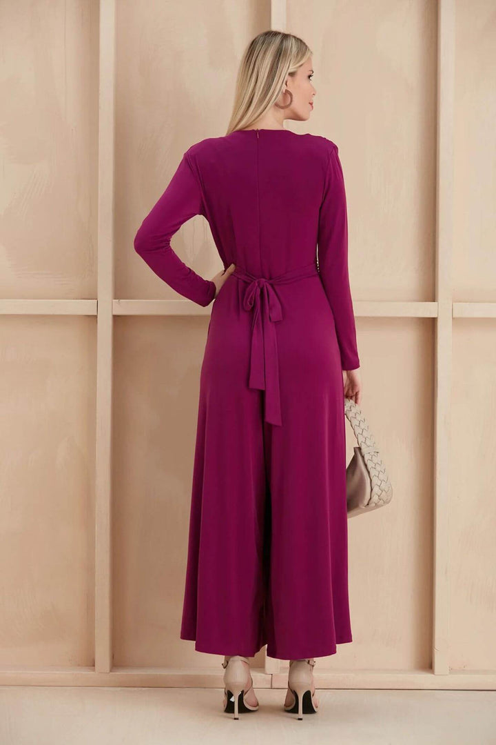 Plum Wrap Over Culotte Jumpsuit