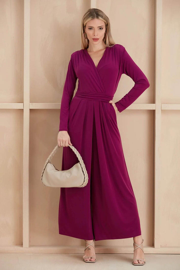 Plum Wrap Over Culotte Jumpsuit