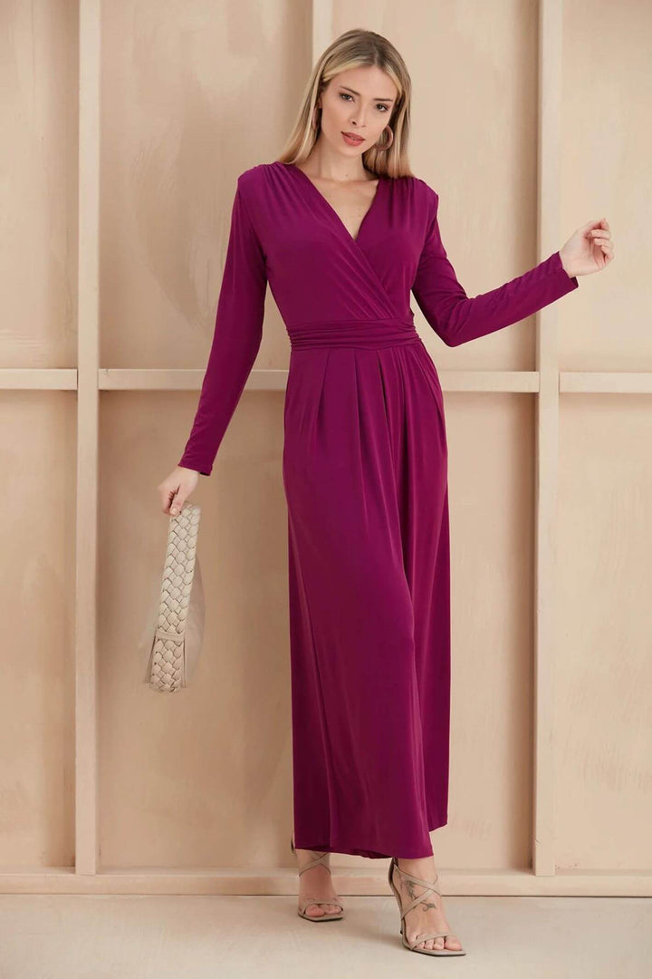 Plum Wrap Over Culotte Jumpsuit