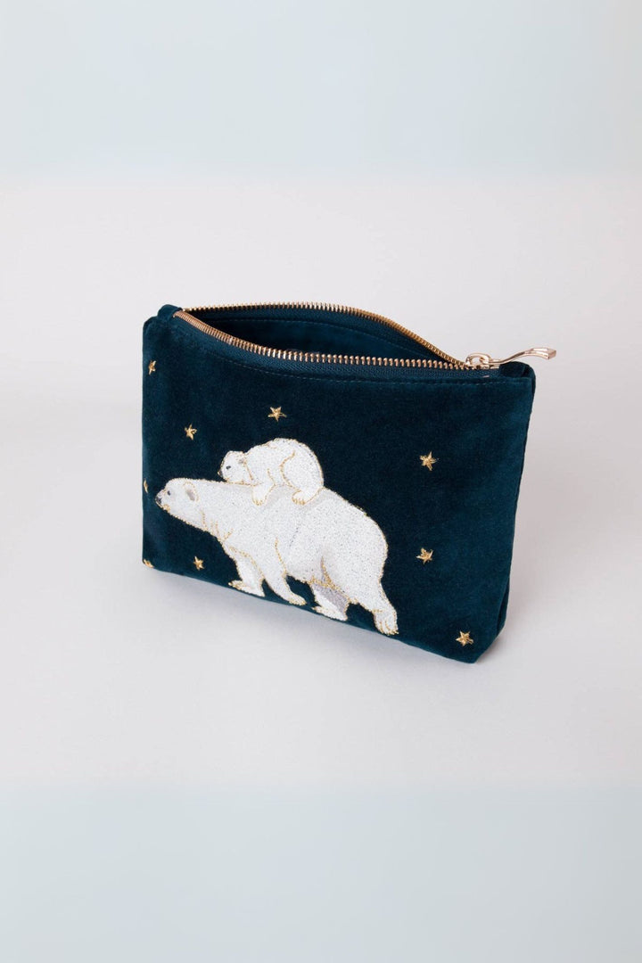 Polar Bear Mini Pouch Ink Blue Velvet