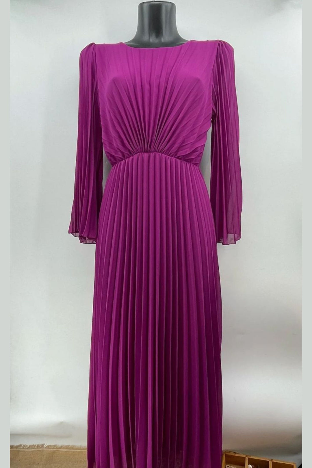Purple Pleated Midi Dress