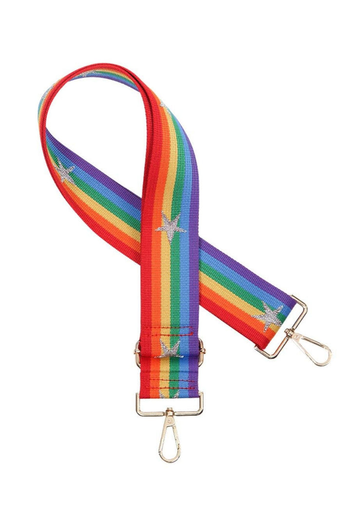 Rainbow Stripe with Silver Glitter Star Bag Strap