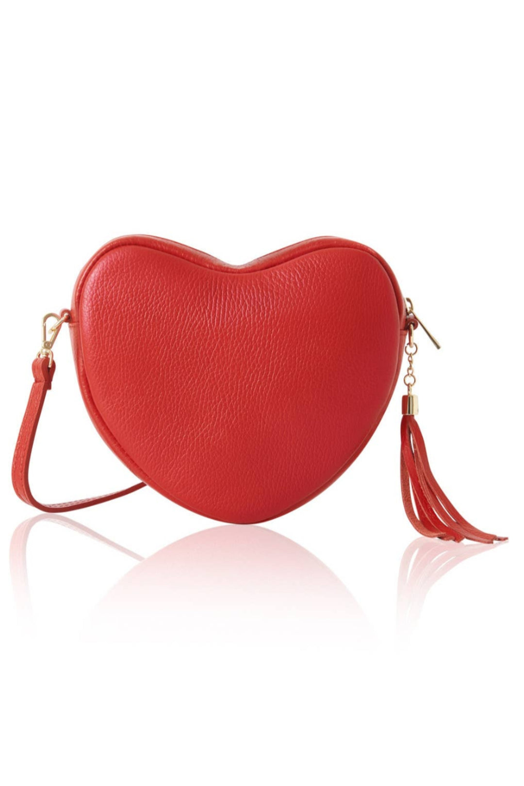 Red Handmade Italian Leather Heart Bag-Playful Romance
