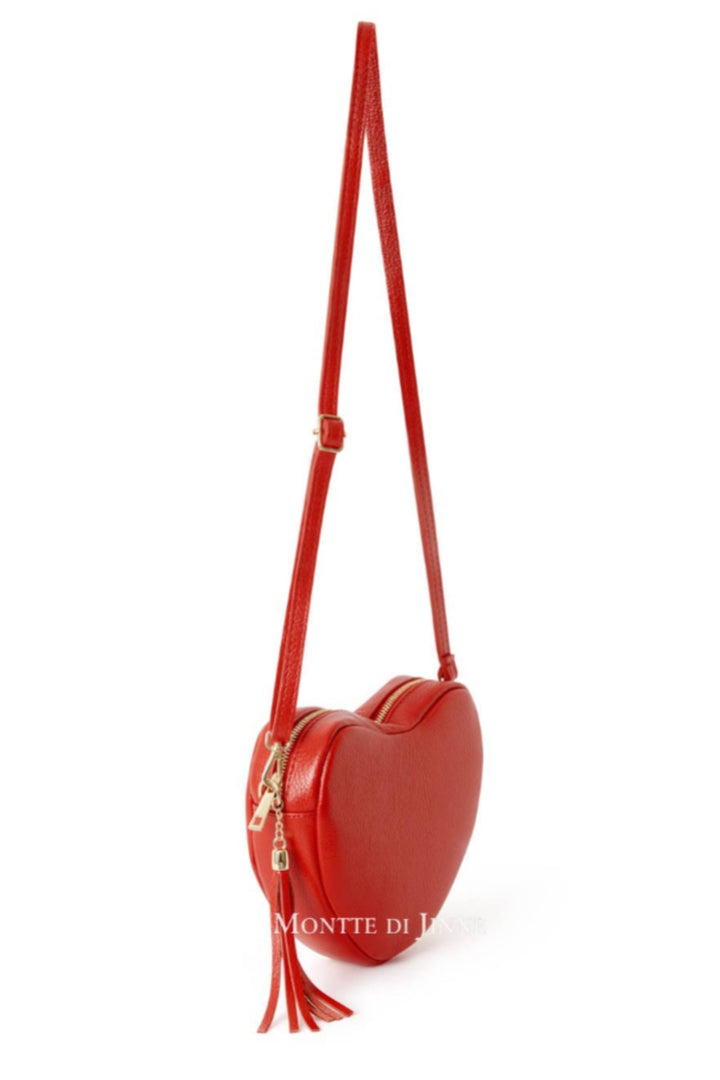 Red Handmade Italian Leather Heart Bag-Playful Romance