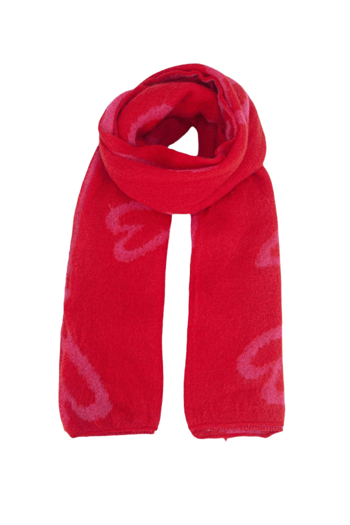 Red Pink Sketched Hearts Warm Scarf