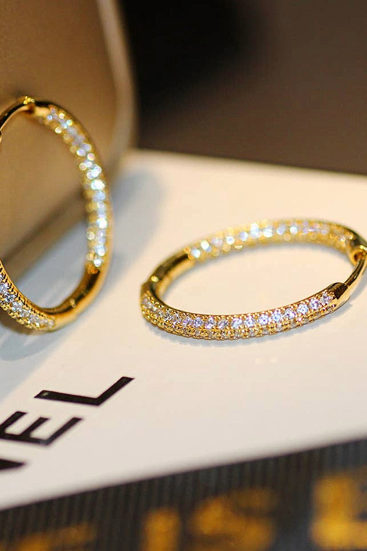 Gold Diamante Encrusted Hoop Earrings