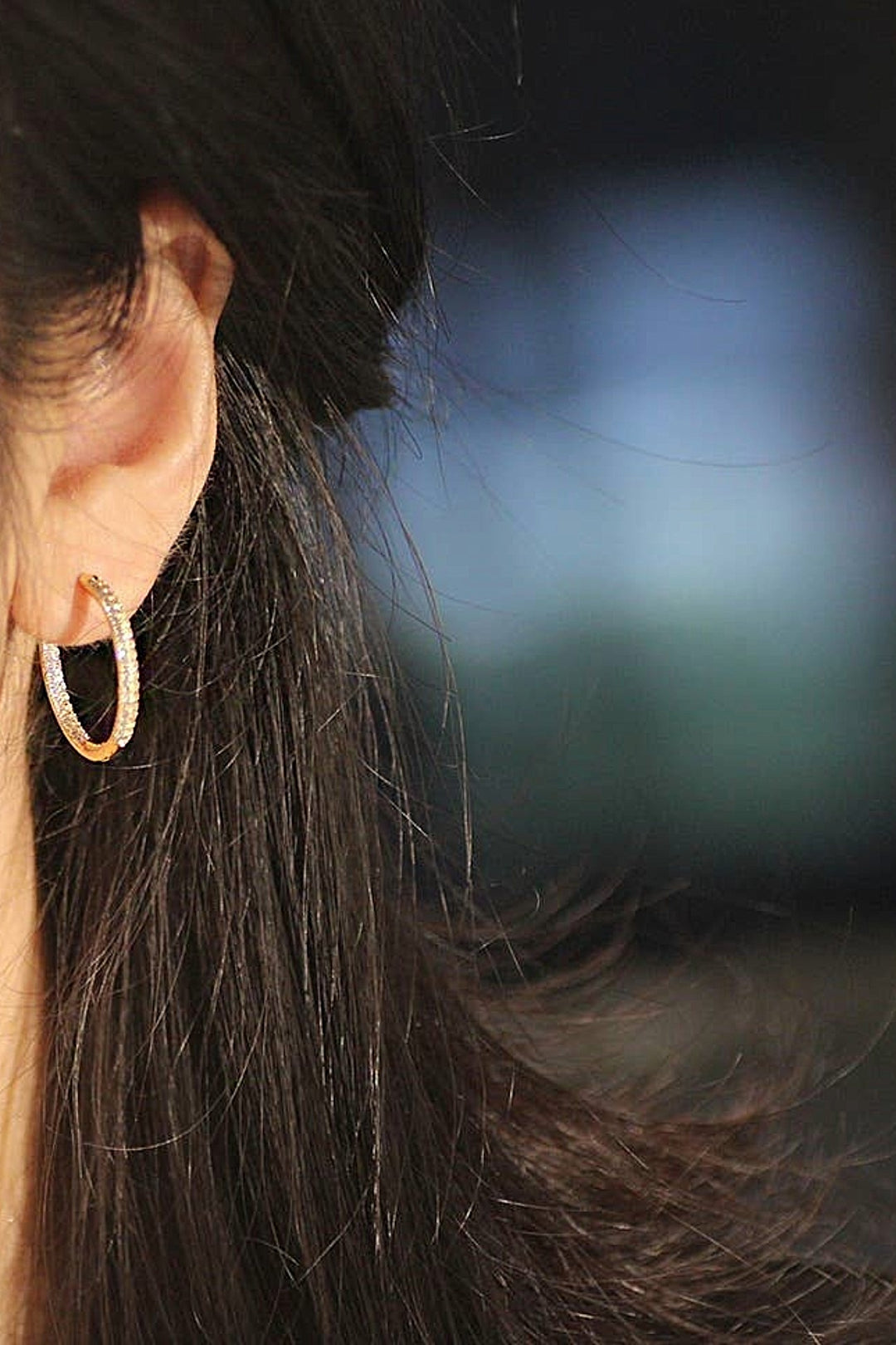 Gold Diamante Encrusted Hoop Earrings