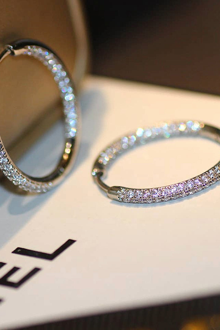 Silver Diamante Encrusted Hoop Earrings