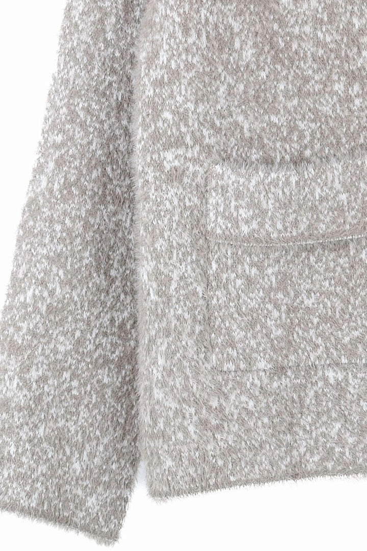 Mink Sparkling Collar Soft Knit Pocket Cardigan