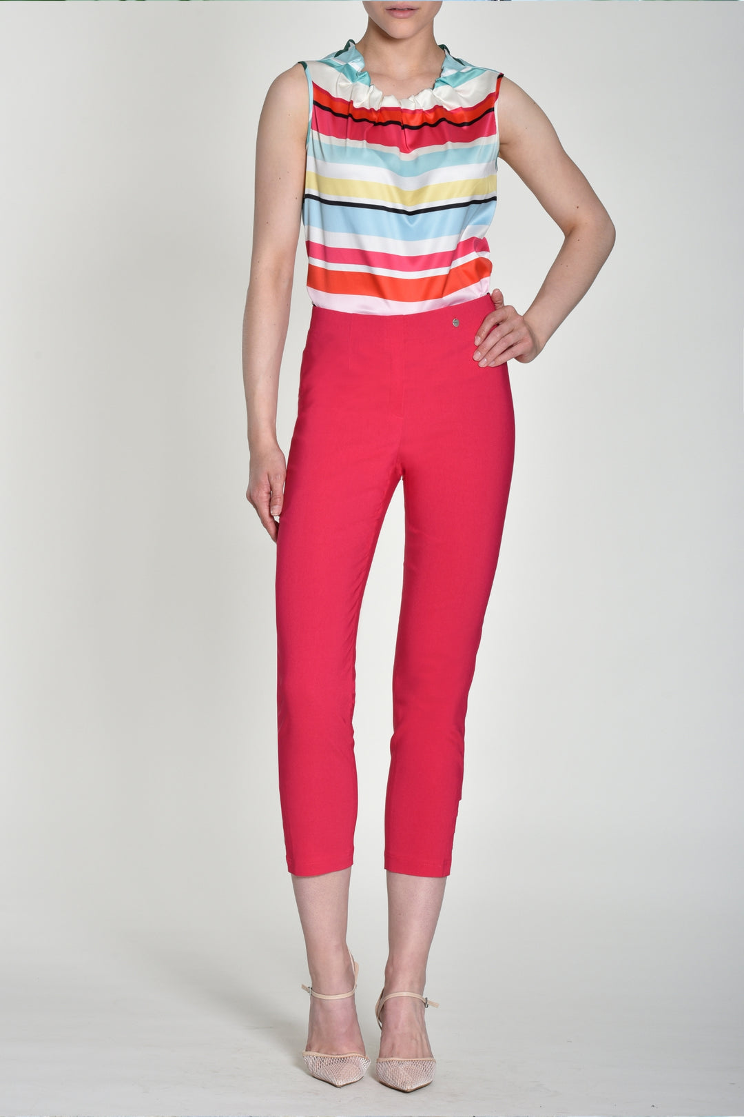 Robell Lena Trousers 52550 Lena 7/8th Hot Pink Cut Out Trousers
