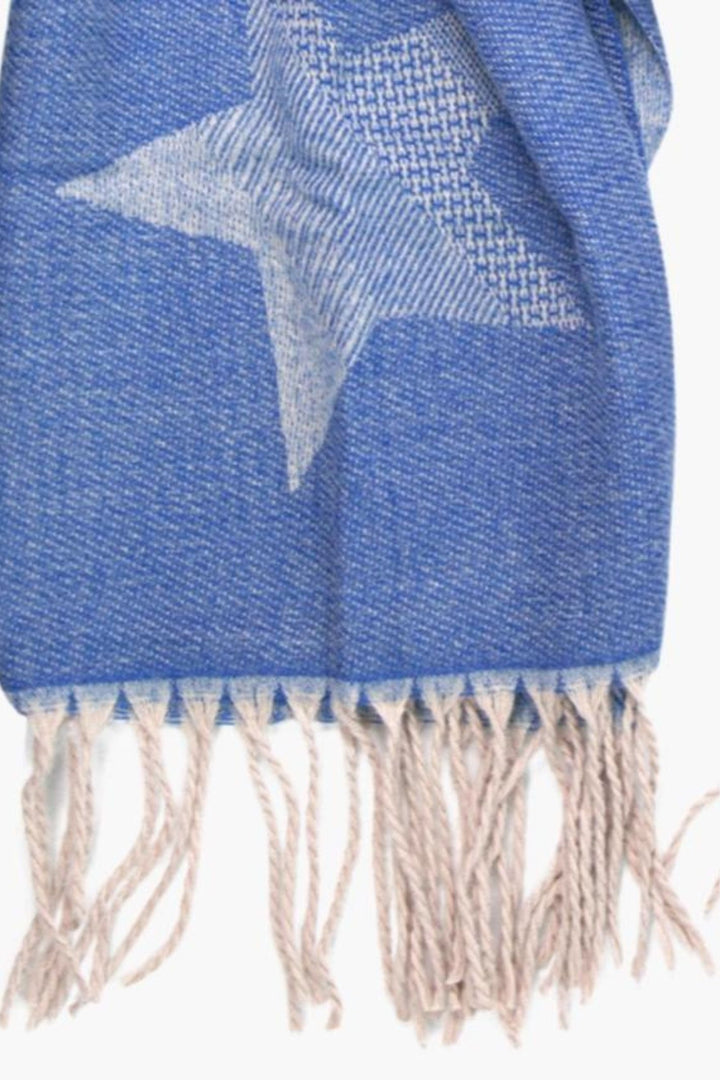 Royal Blue Star Print Heavyweight Scarf
