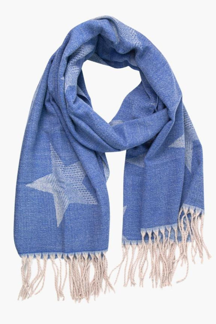 Royal Blue Star Print Heavyweight Scarf