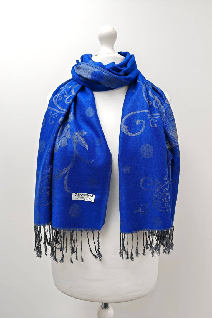 Royal Blue Swirl Super Soft Pashmina Scarf Shawl Wrap