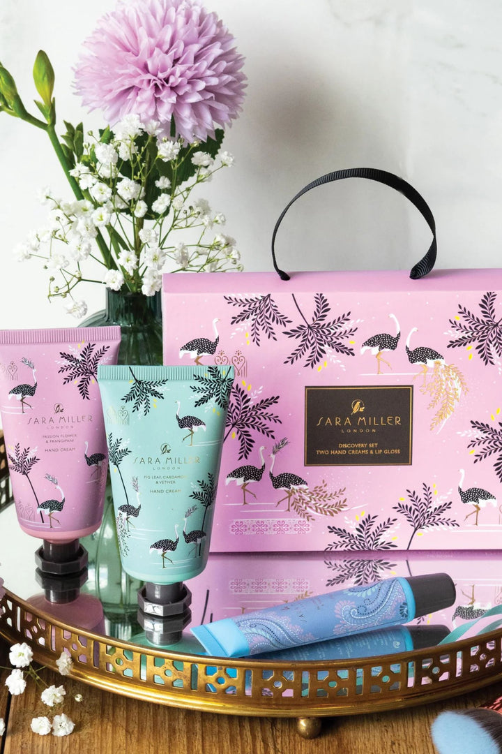 Sara Miller Savannah Handcreams & Lip Gloss Handbag Set - Experience Boutique