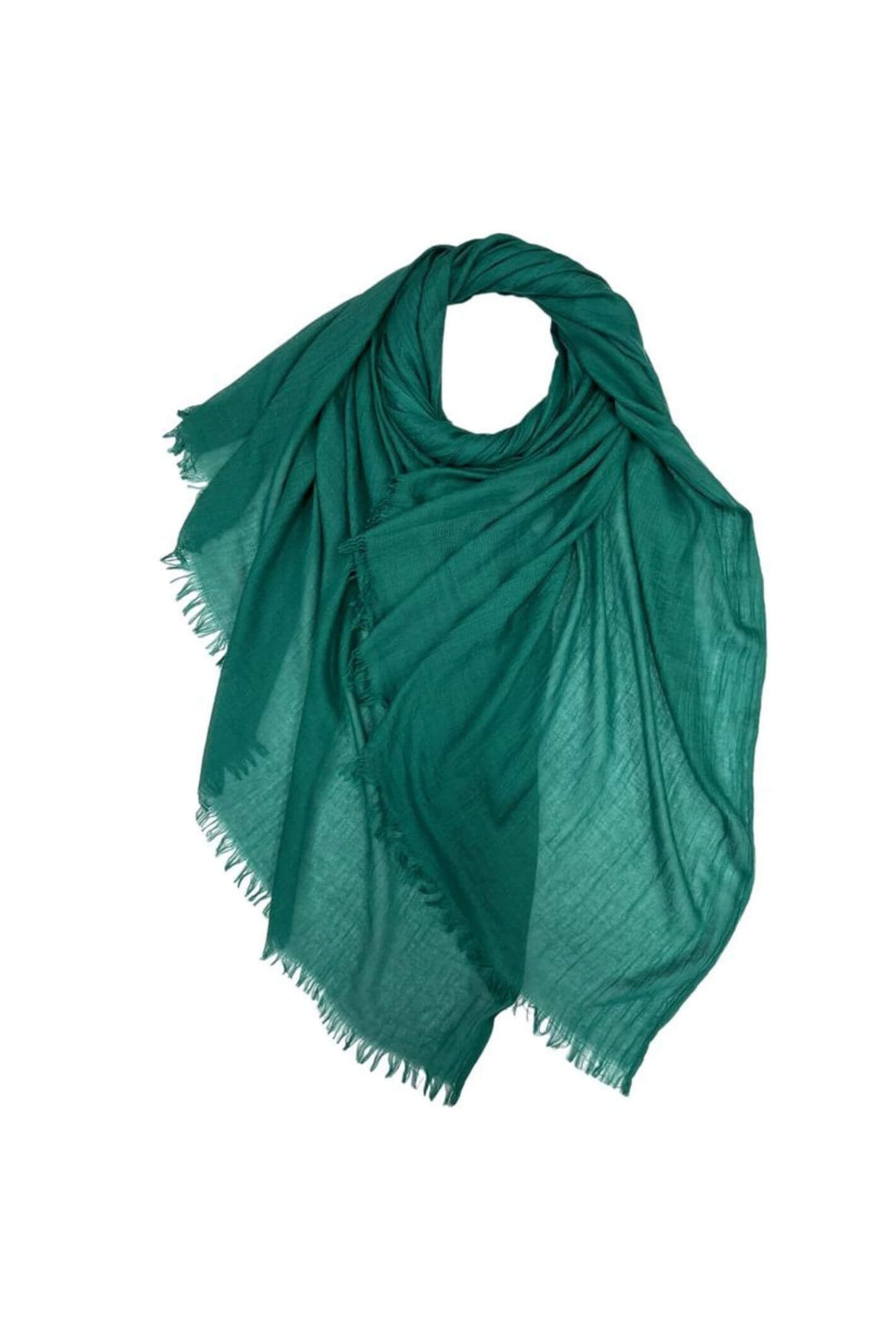 Sea Green Cotton Woven Scarf With Fringed Edge