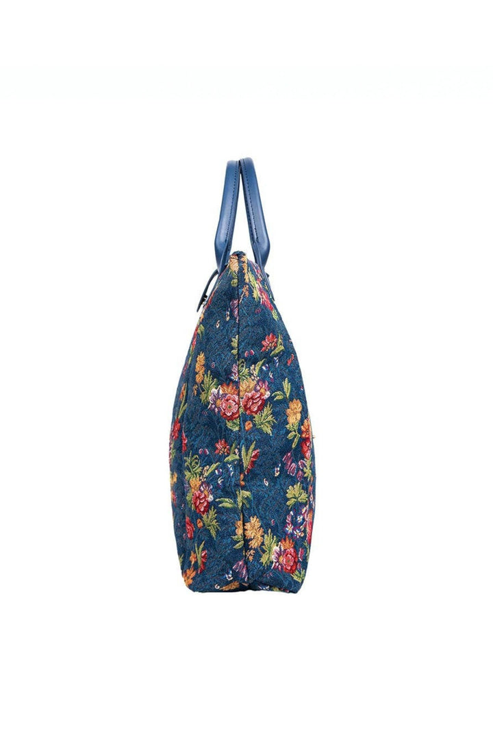 V&A Flower Meadow Blue Le Pliage Folding Tote Bag