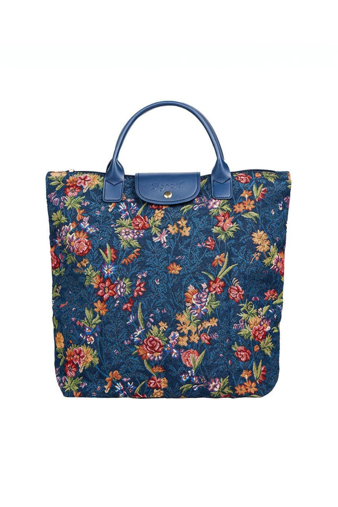 V&A Flower Meadow Blue Le Pliage Folding Tote Bag