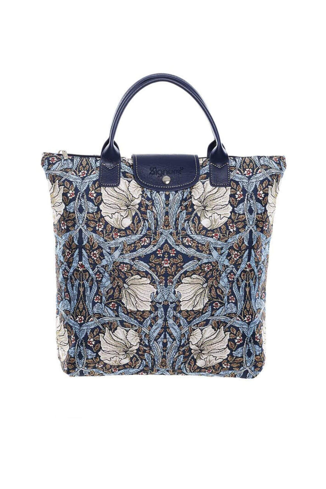 William Morris Pimpernel and Thyme Blue Le Pliage Folding Tote Bag