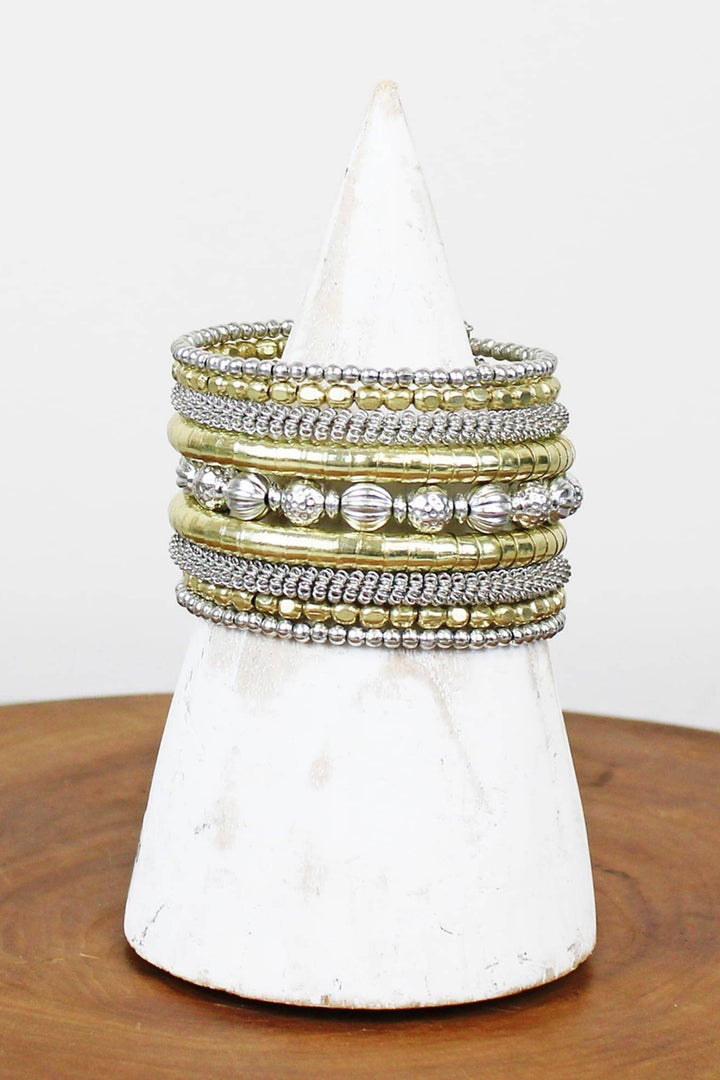 Silver and Gold Spiral Cuff Bracelet