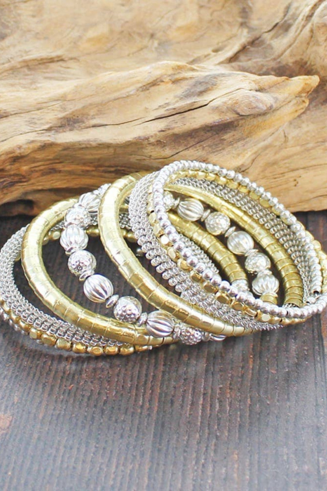 Silver and Gold Spiral Cuff Bracelet
