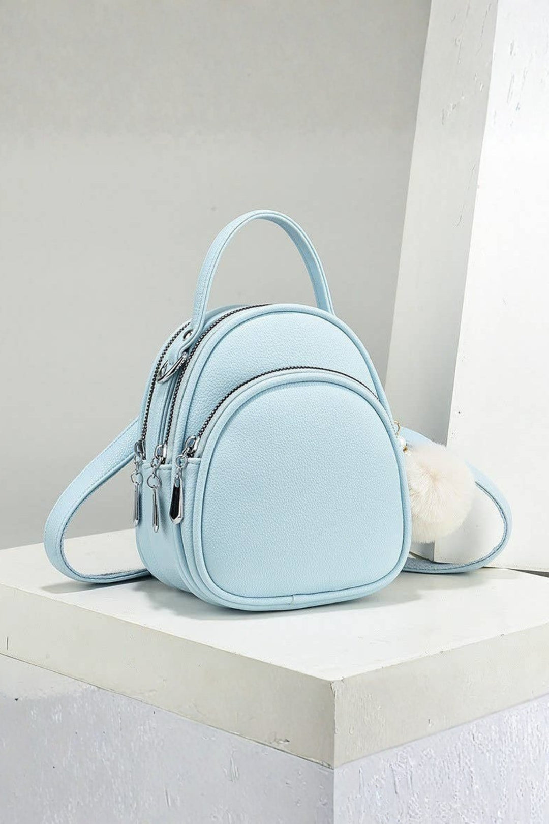 Sky Blue Multi Zipper 3 Way Wear Backback Bag