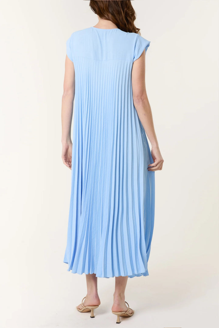 Sky Blue Pleated Maxi Dress