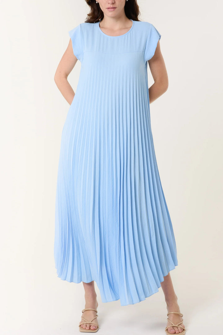 Sky Blue Pleated Maxi Dress