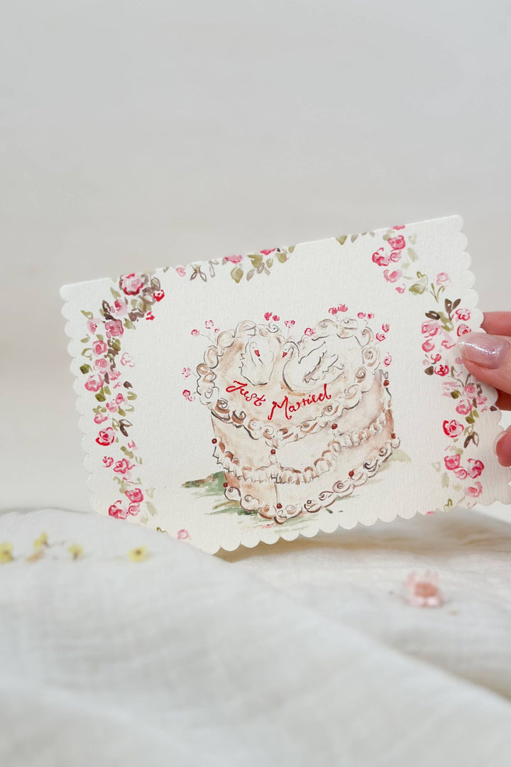 Sophie Amelia Creates Just Married Swans Scalloped Edge Card