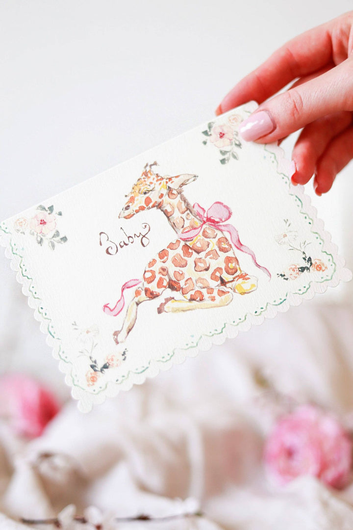 Sophie Amelia Creates New Baby giraffe Scalloped Edge Card
