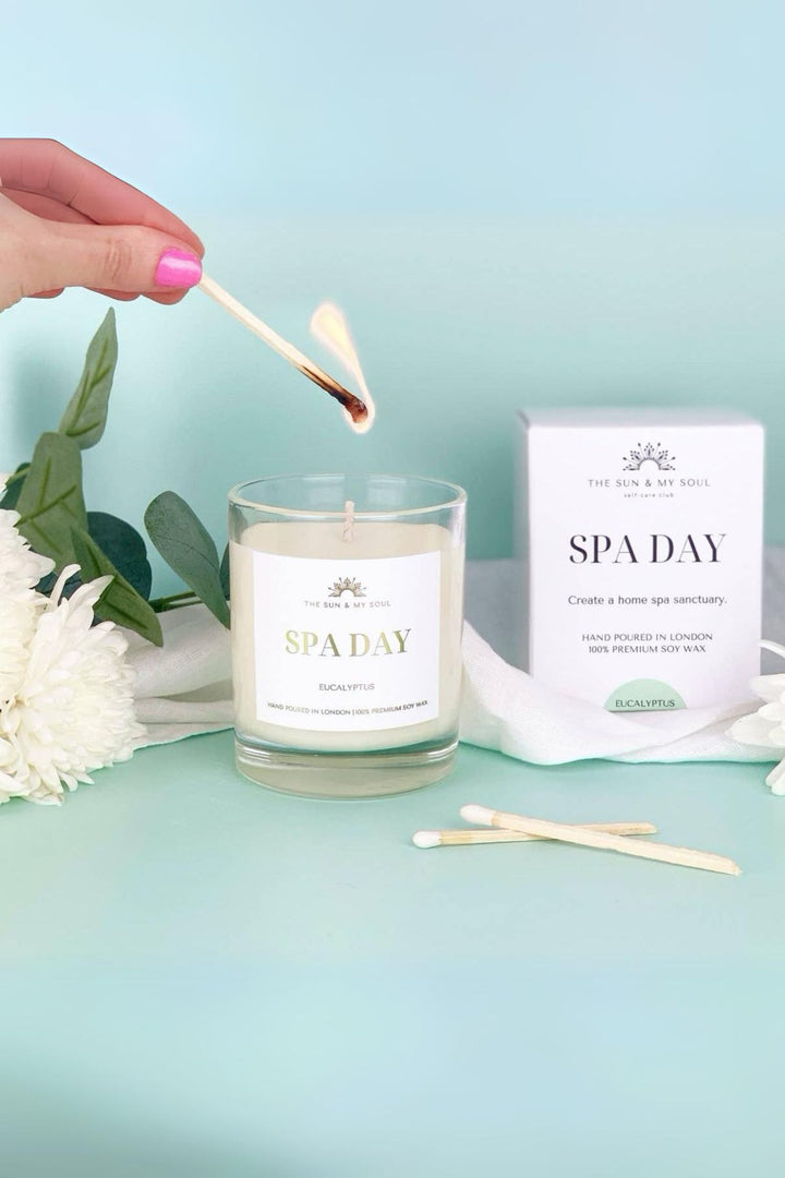 Spa Day Eucalyptus Scented Soy Wax Candle in Gift Box