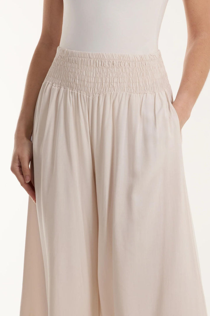 Stone Shirred Waistband Wide Leg Trousers
