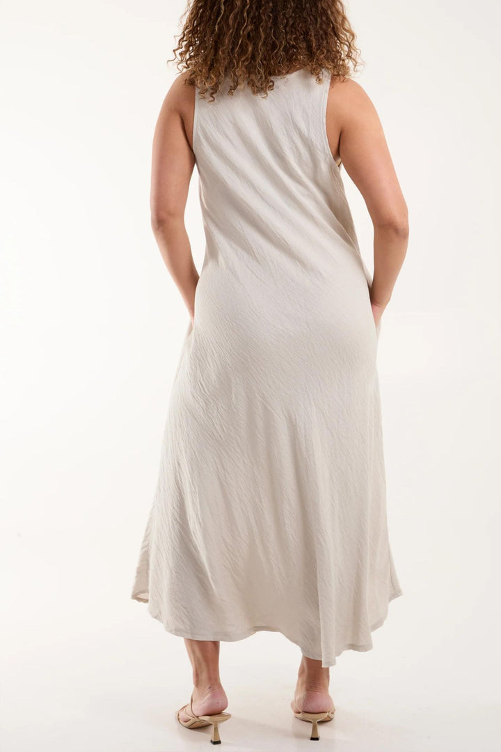 Stone Sleeveless V-Neck Maxi Dress