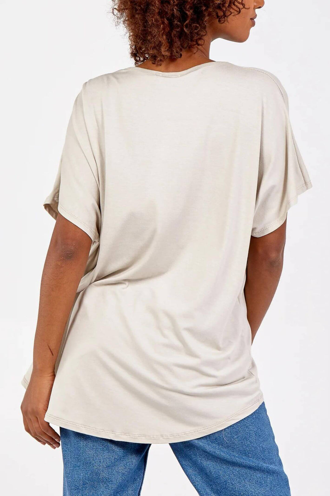 Stone V-Neck Oversized T-Shirt