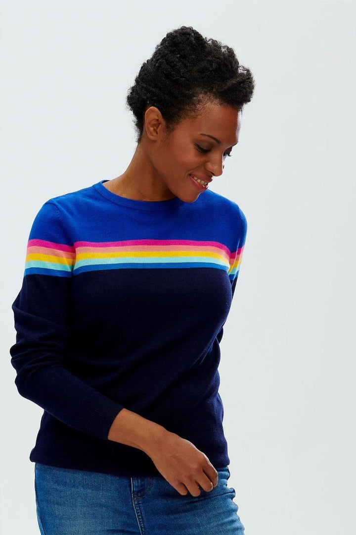 Sugarhill Brighton K0517 Blue Rainbow Split Rita Jumper