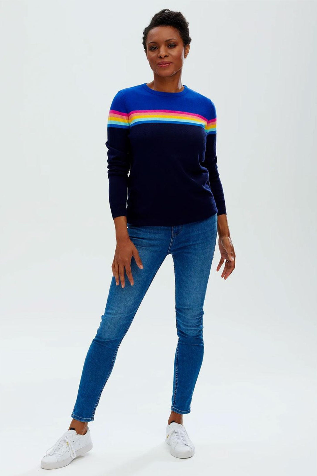 Sugarhill Brighton K0517 Blue Rainbow Split Rita Jumper