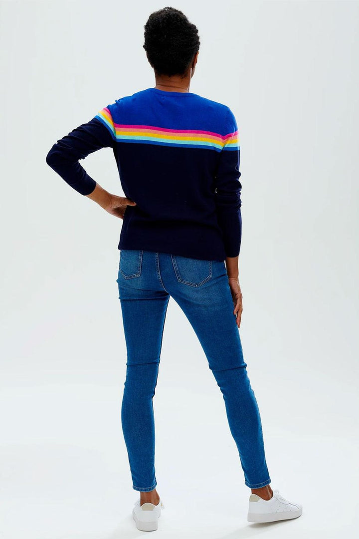 Sugarhill Brighton K0517 Blue Rainbow Split Rita Jumper