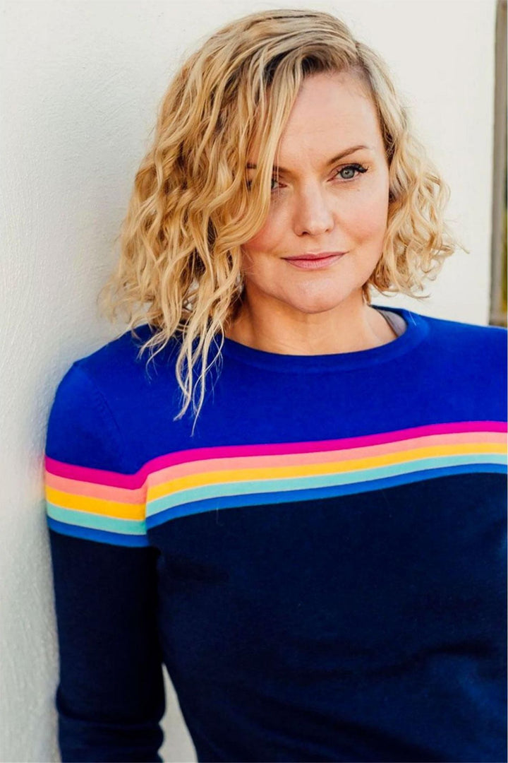 Sugarhill Brighton K0517 Blue Rainbow Split Rita Jumper