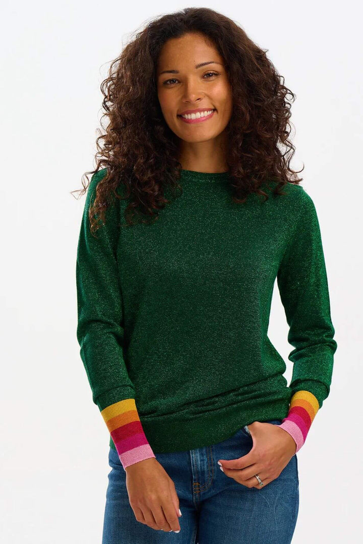 Sugarhill Brighton K0767 Astrid Green Sparkle Cuff Jumper