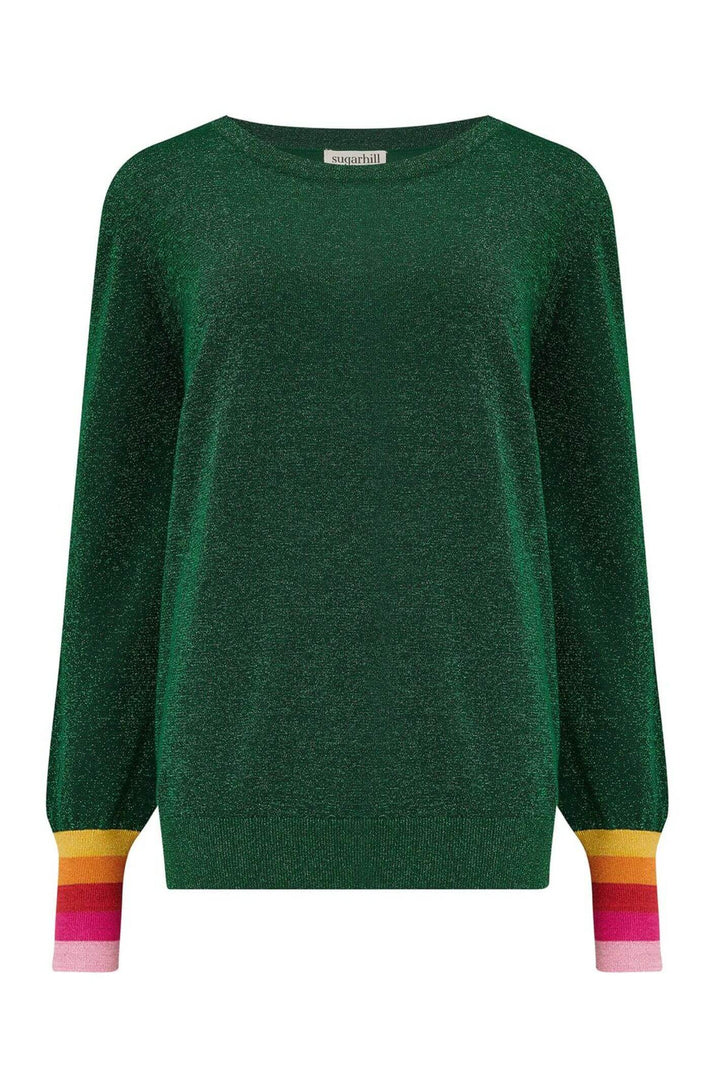Sugarhill Brighton K0767 Astrid Green Sparkle Cuff Jumper