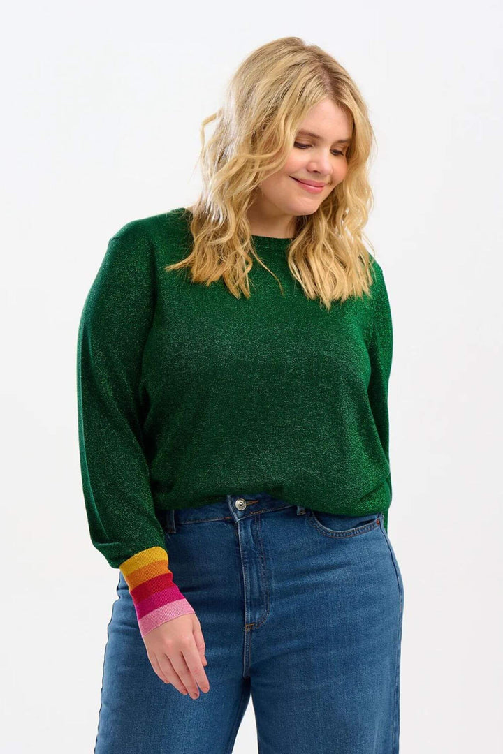 Sugarhill Brighton K0767 Astrid Green Sparkle Cuff Jumper
