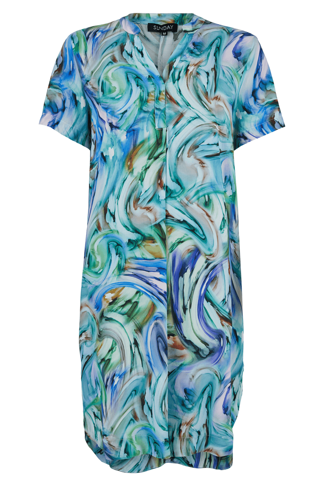 Sunday 6653 Blue Watercolour Marbled Effect Dress