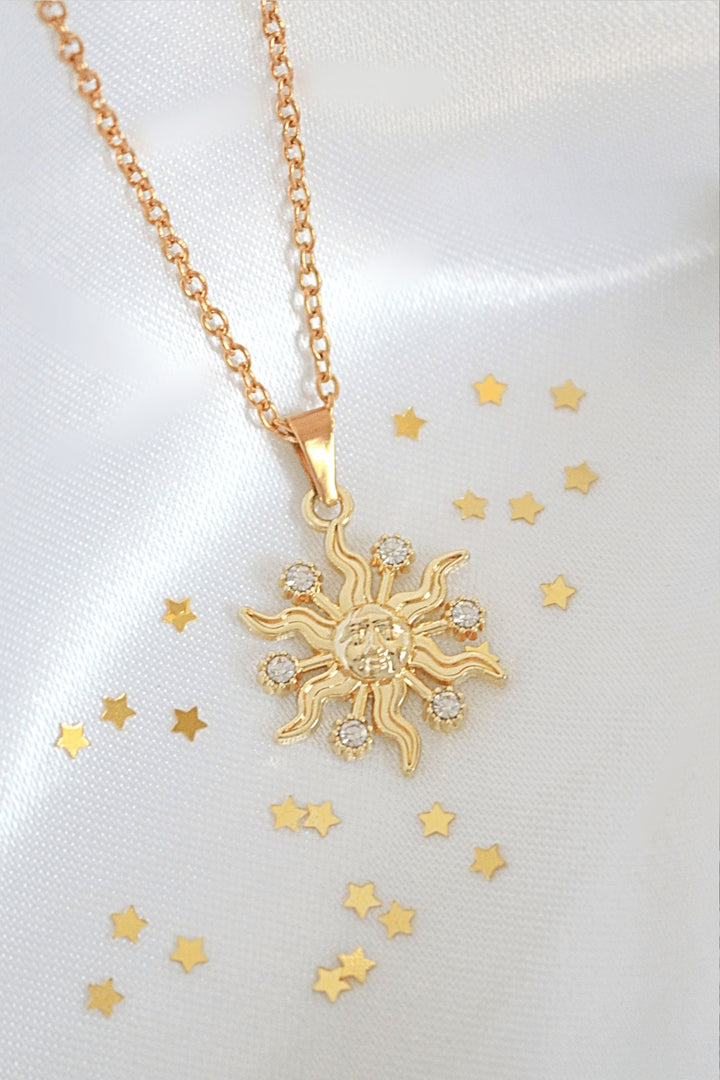 Sunlight 24K Gold Embellished Sun Pendant Necklace