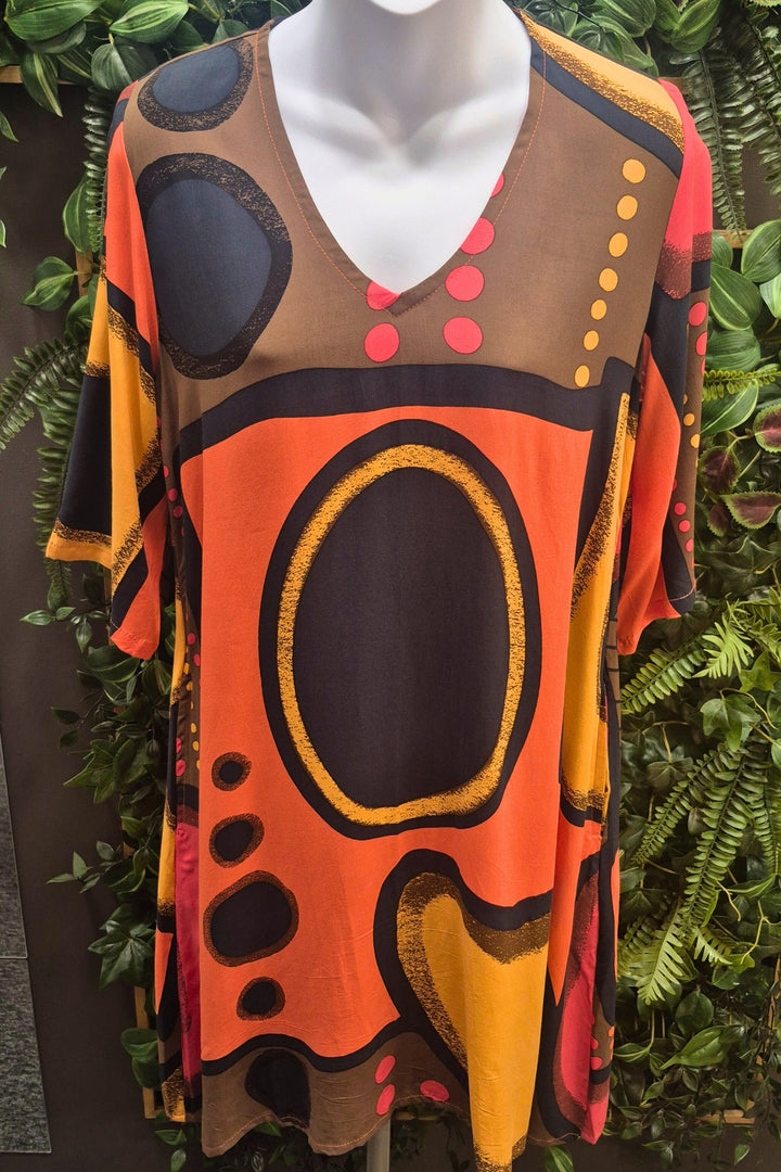 Tara Vao Livia Earth Tone Print Tunic 8065