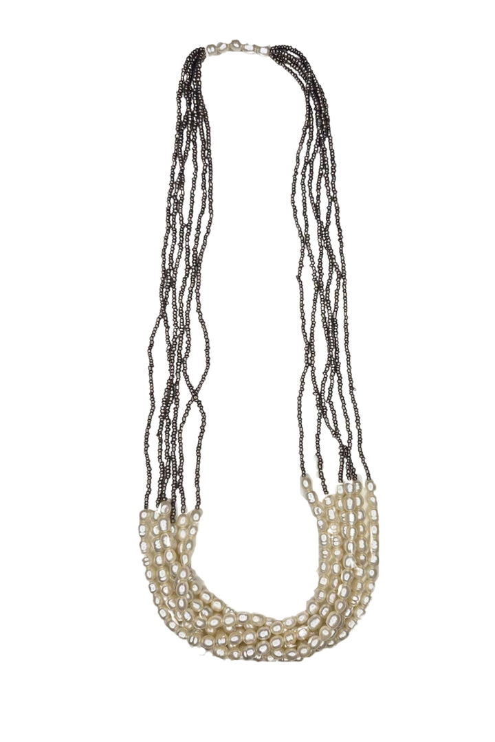 Tara Vao Pewter & Pearl Bead Necklace