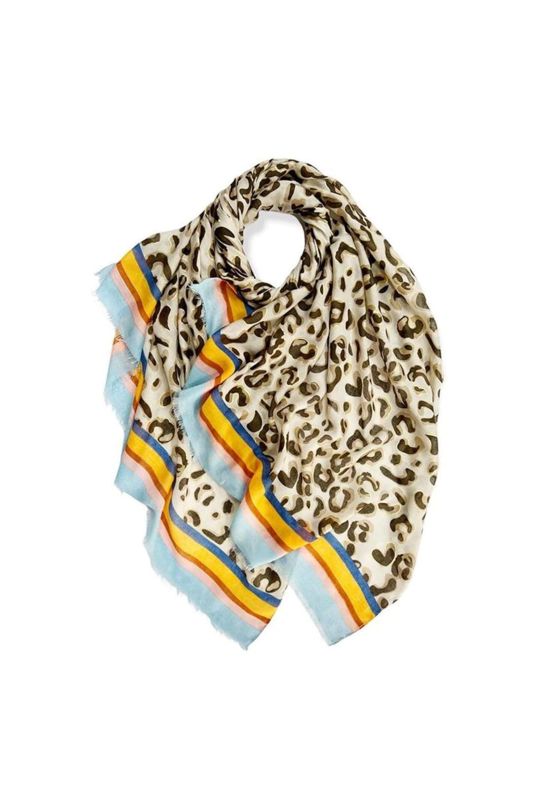 Taupe Golden Leopard Print Woven Scarf