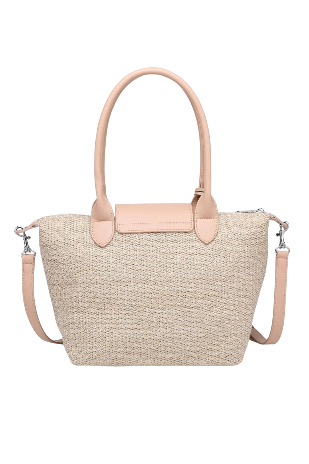 Taupe Sausage Dog Charm Straw Bag